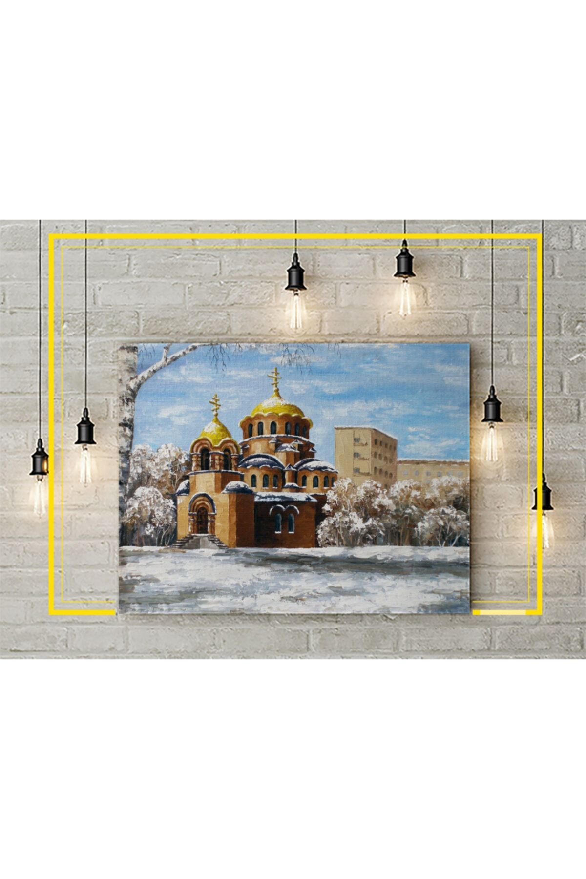 Kanvas Tablo - Kış Kilise Yağlıboya Resim