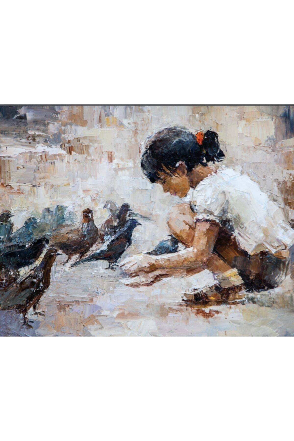 Kanvas Tablo - Kuş Besleyen Kız