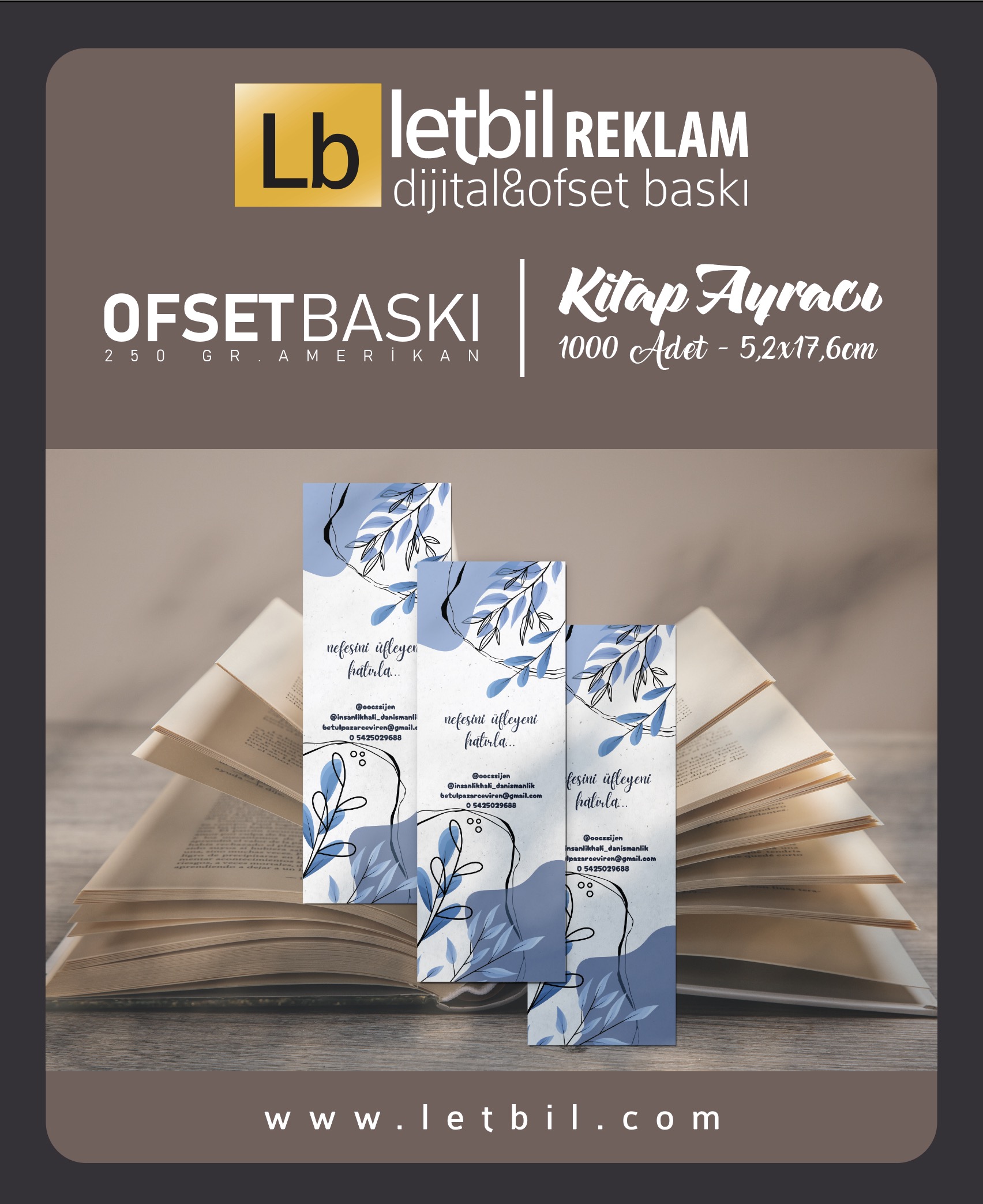 Parlak Selefonlu Kitap Ayracı Tek Yön Baskı - 5,2x16,7cm - 1000 Adet