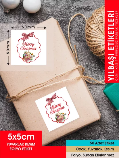 Yılbaşı Merry Christmas - 50 Adet Folyo Sticker