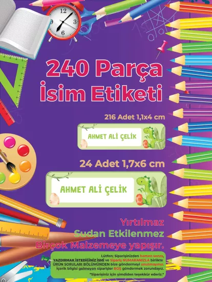 Okul Etiketi, Kalem Defter Etiketi - Şirin Dinazor