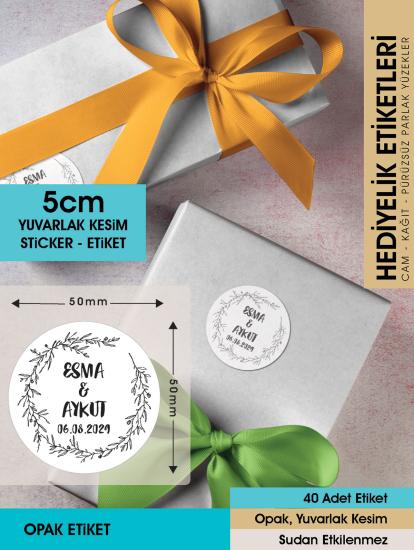 Çelenk Çiçek Motifli Etiket Modeli 5 Cm