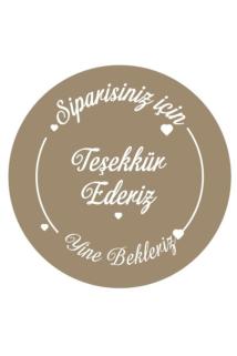 Teşekkür Ederiz Etiketi, Kahverengi 4 Cm - 110 Adet Letbil Folyo Sticker