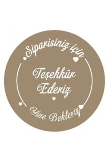 Teşekkür Ederiz Etiketi, Kahverengi 4 Cm - Letbil 60 Adet Opak Sticker
