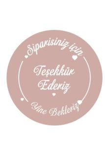 Etiket - Teşekkür Ederiz Pastel Pembe Etiketi, 50 Adet Folyo Sticker