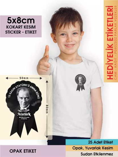 10 Kasım ATATÜRK’Ü Anma Kokart Etiketi 3 - 5x8CM