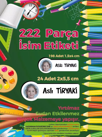 Okul Etiketi, Kalem Defter Etiketi - Resimli