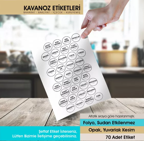Beyaz Yuvarlak Baharat, Bakliyat Etiket Modeli 4cm