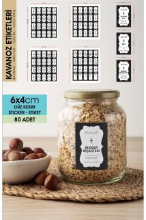 Siyah Beyaz Düz Kesim Baharat, Bakliyat Etiket Modeli 6x4cm - 80 Adet LETBİL REKLAM STİCKER