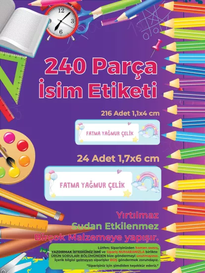 Okul Etiketi, Kalem Defter Etiketi - Gökkuşağı