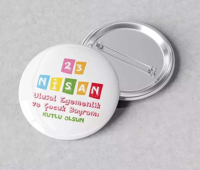 58 mm İğneli Buton Rozet|23 NİSAN Promosyon Rozet