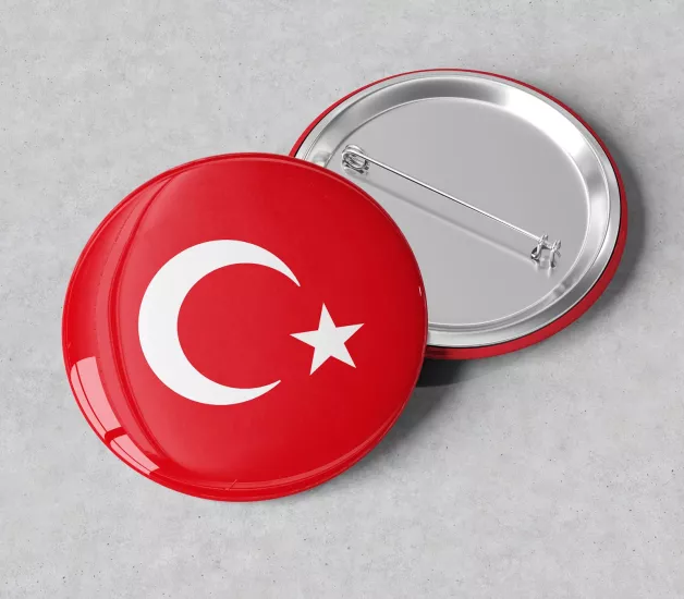 58 mm İğneli Buton Rozet | TÜRK Bayrağı Promosyon Rozet