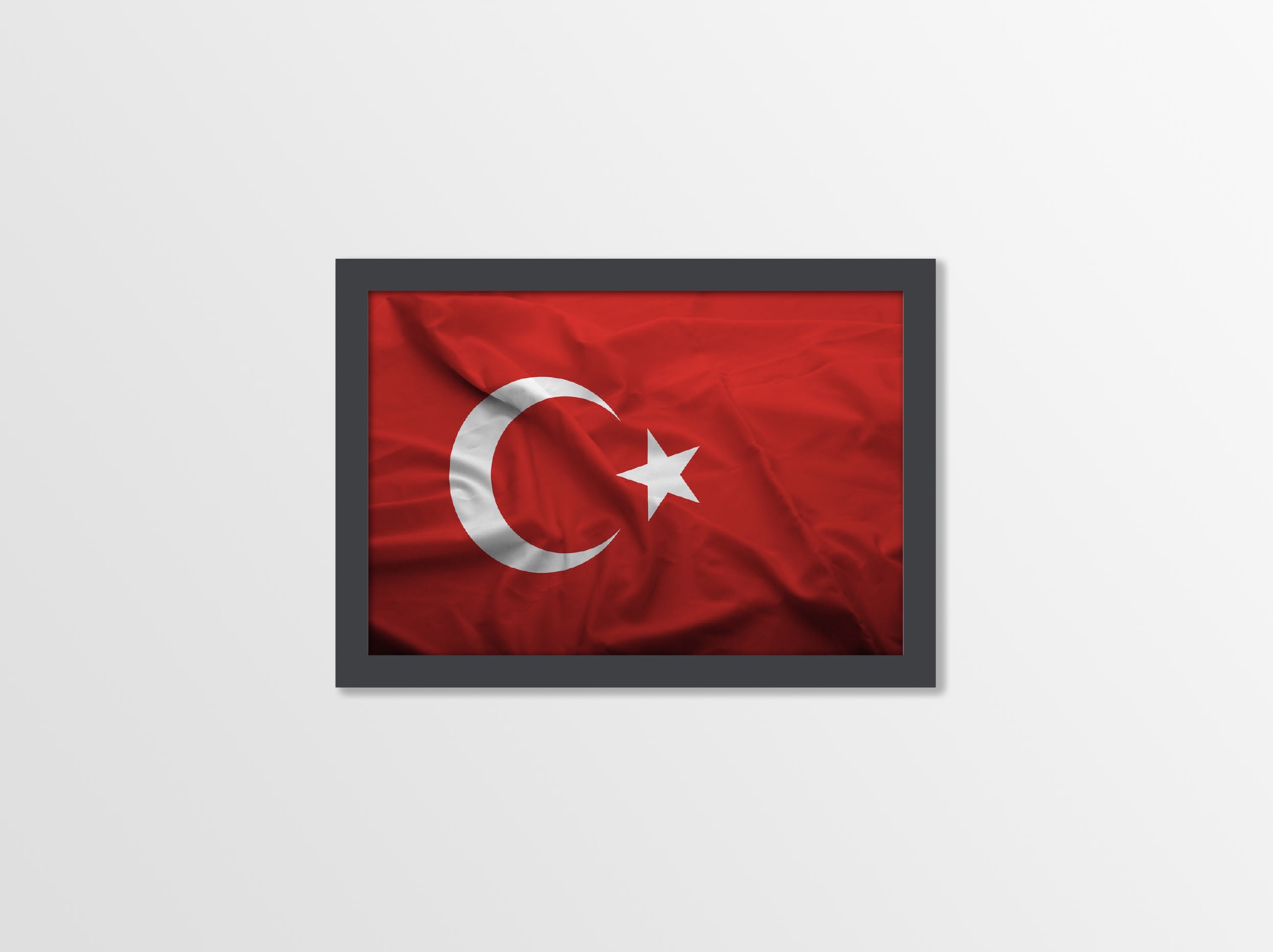 Ahşap Kendinden Çerçeveli Tablo - Türkiye Bayrağı Tablo, Standart - 20x28cm
