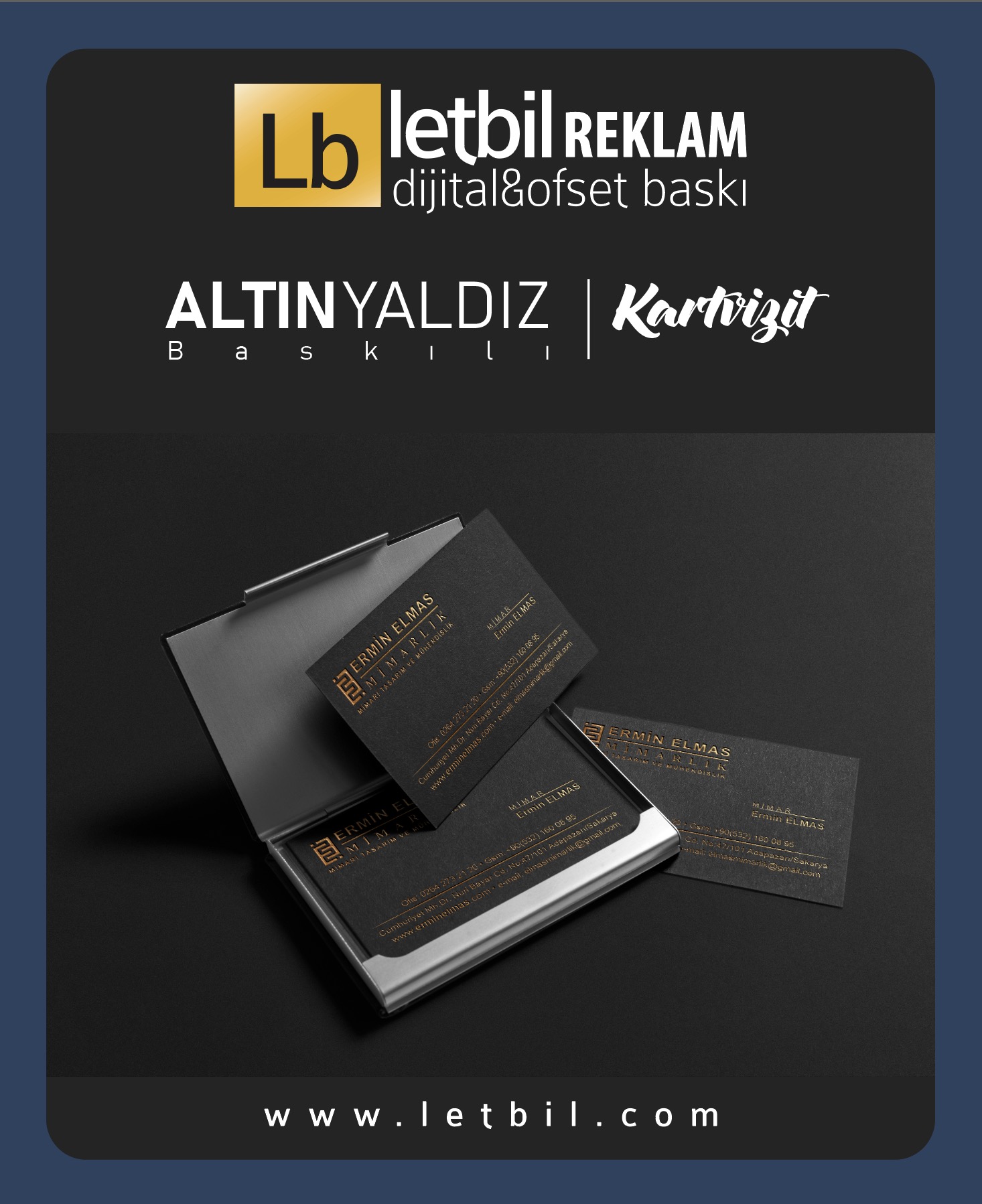 Altın Yaldız Baskılı, Ofset Baskı Kartvizit - 86X54 -  1000 Adet