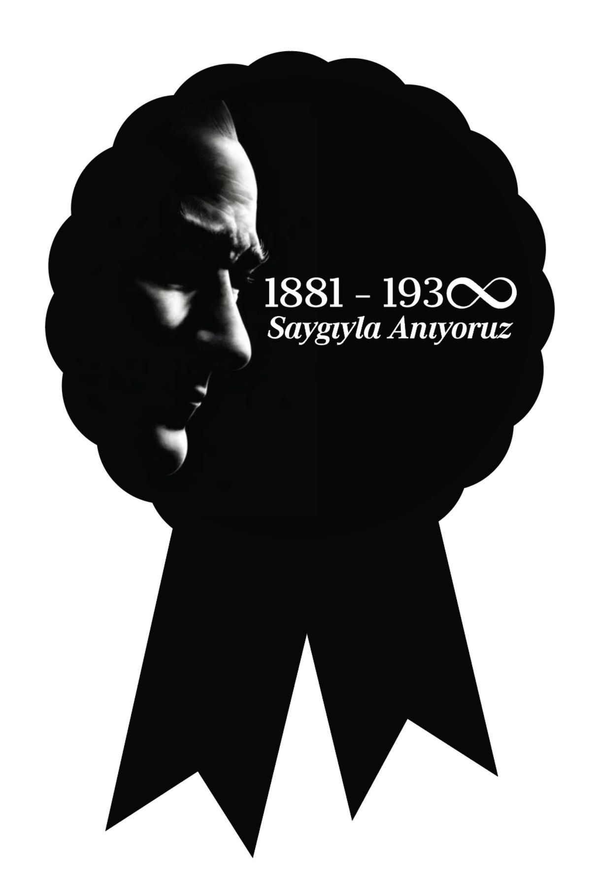 10 Kasım Etiketi - ATATÜRK’Ü Anma Kokart Etiketi - 5x8CM - 25 Adet Opak Sticker