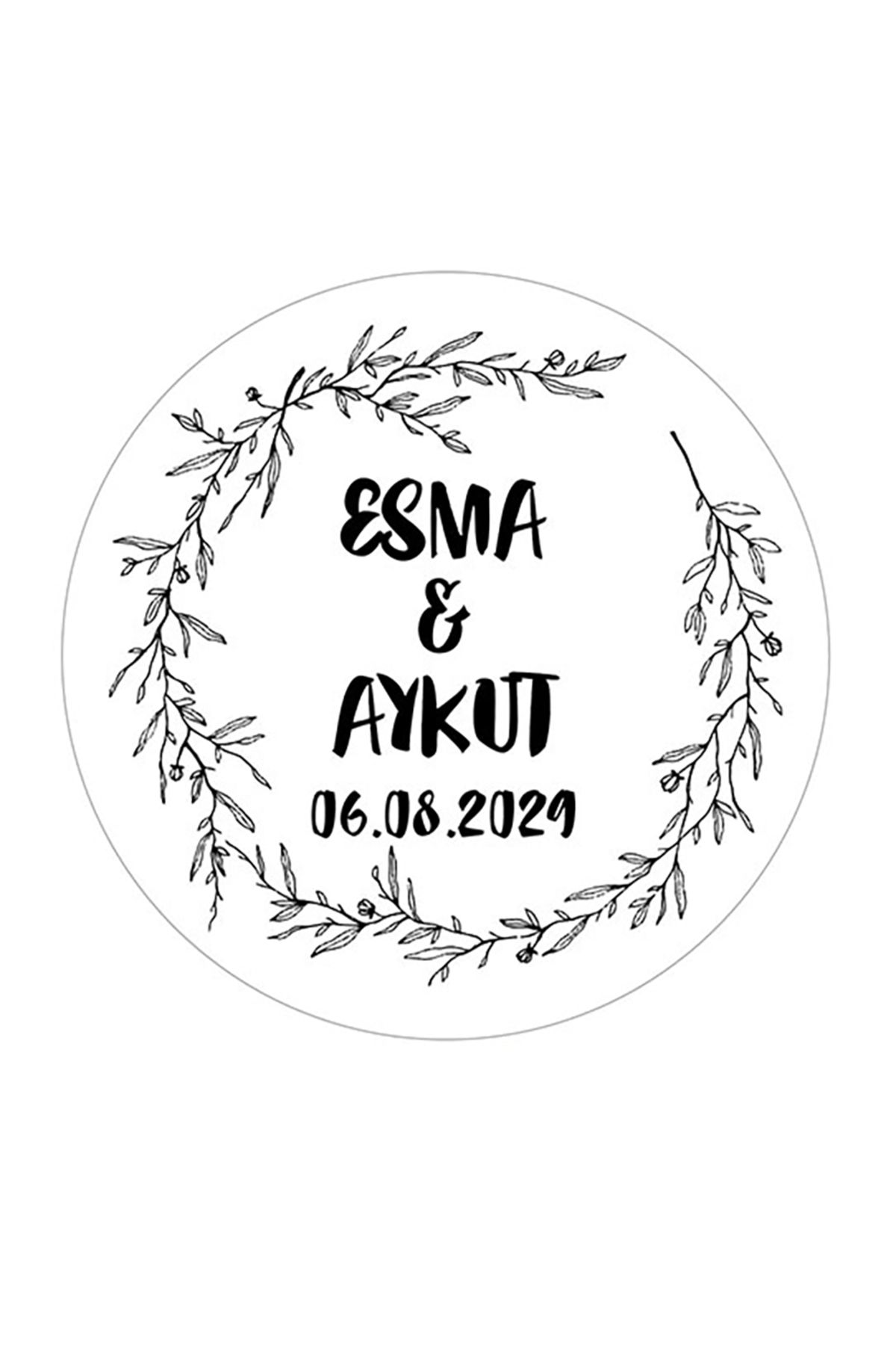 Çelenk Çiçek Motifli Etiket Modeli Ürünlerinize Özel 4 Cm -60 Adet Opak Sticker